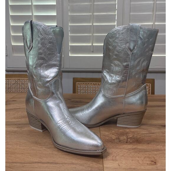 Nine West Women's Yodown Western Boots Silver Size 9 NWOB - Picture 7 of 11